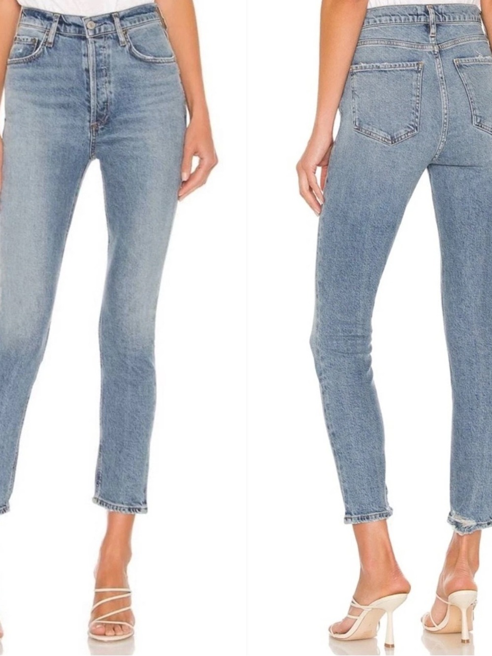 Agolde Light Blue High-Rise Cropped Straight Jeans